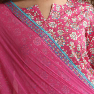 Women Floral Printed Regular Pure Cotton Kurta with Palazzos & With Dupatta - Image 4