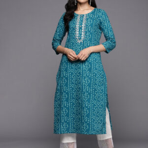 Bandhani Printed Gotta Patti Pure Cotton Kurta - Image 3