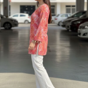 Floral Printed Square Neck Pure Cotton Kurti - Image 3