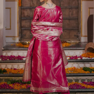 Ethnic Motifs Woven Design Straight Kurta with Trousers & With Dupatta - Image 4