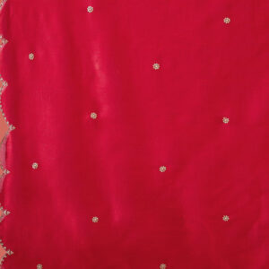 Magenta Floral Embroidered Zari Anarkali Kurta With Trouser & Dupatta - Image 8