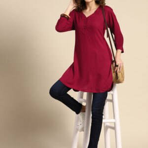 Solid Straight Short Kurti - Image 5