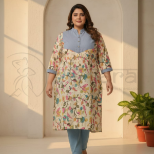 Kalamkari Kurti with Denim's Fusion - Image 4