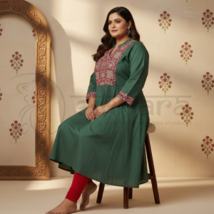 Rayon Anarkali Kurti with Kalamkari Fusion - Image 4
