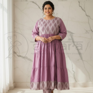 Plain Pink Rayon with MICA print Co-ord set - Image 1