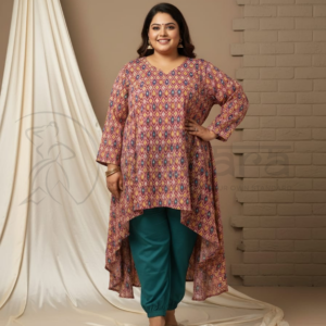 Elegant Asymmetrical Printed Kurta Set - Image 1