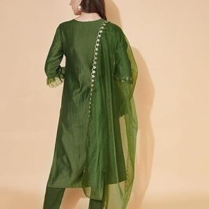 Embroidery Chinnon Silk Straight Kurta Set with Dupatta - Image 5