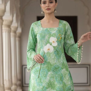 Floral Printed Square Neck Pure Cotton Kurti - Image 6