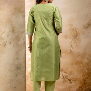Ethnic Motifs Embroidered V-Neck Straight Kurta With Trousers And Dupatta - Image 4