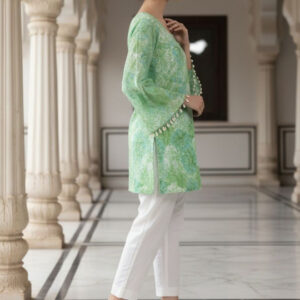 Floral Printed Square Neck Pure Cotton Kurti - Image 8