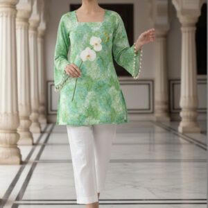 Floral Printed Square Neck Pure Cotton Kurti - Image 10