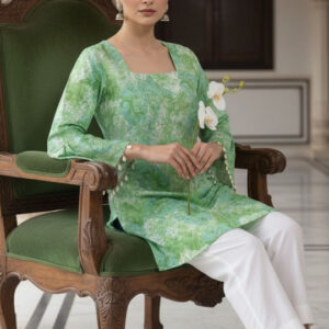 Floral Printed Square Neck Pure Cotton Kurti - Image 9