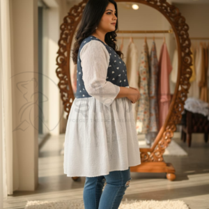 Grey & Ivory Colorblock Flared Tunic - Image 3